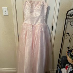 Blush Pink sequined/embroidered chiffon silk gown